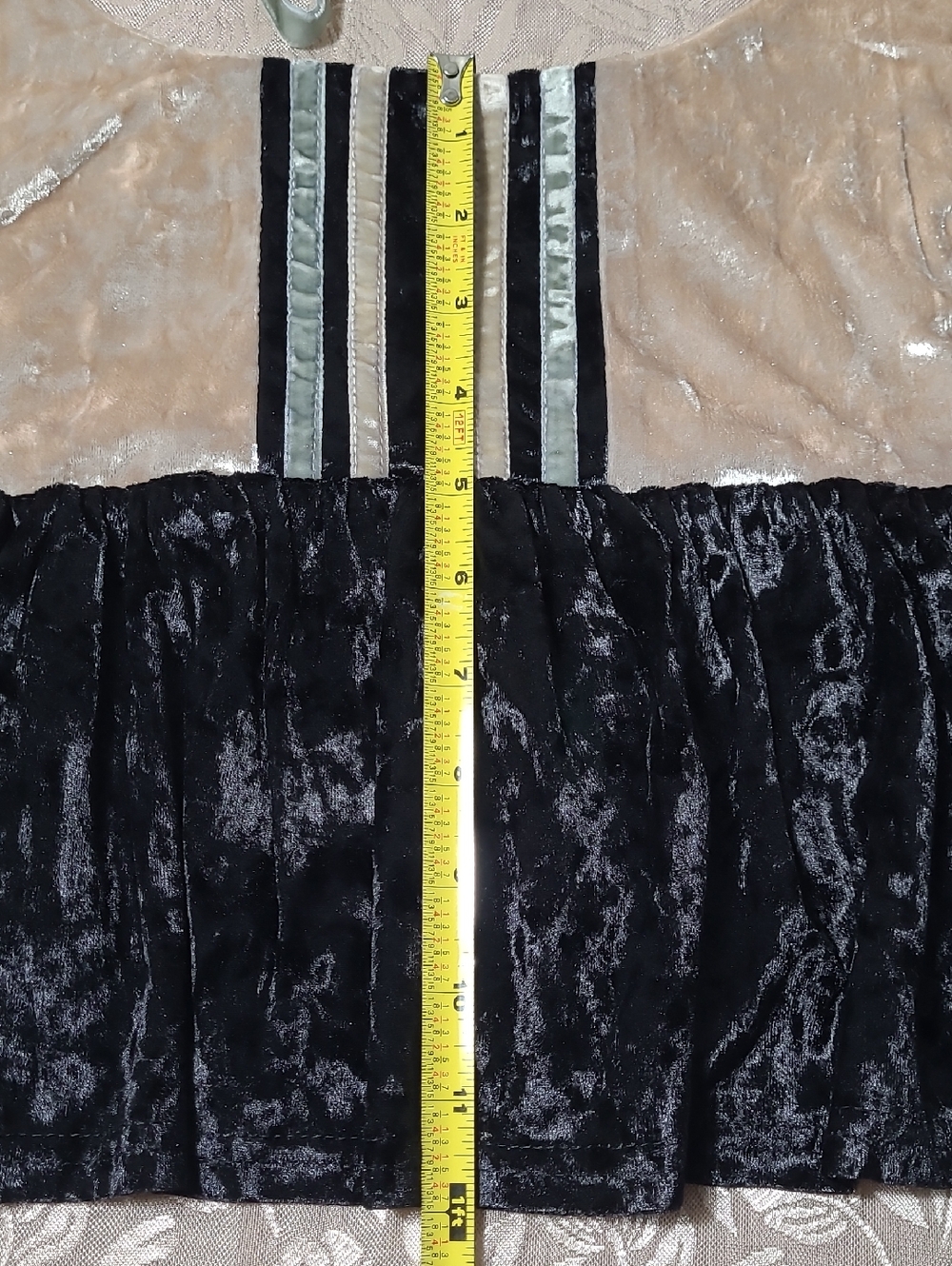 NWT POL Velvet Ruffle Babydoll Crop Top in Cream & Black w/ Cream & Gray Straps - Picture 12 of 15